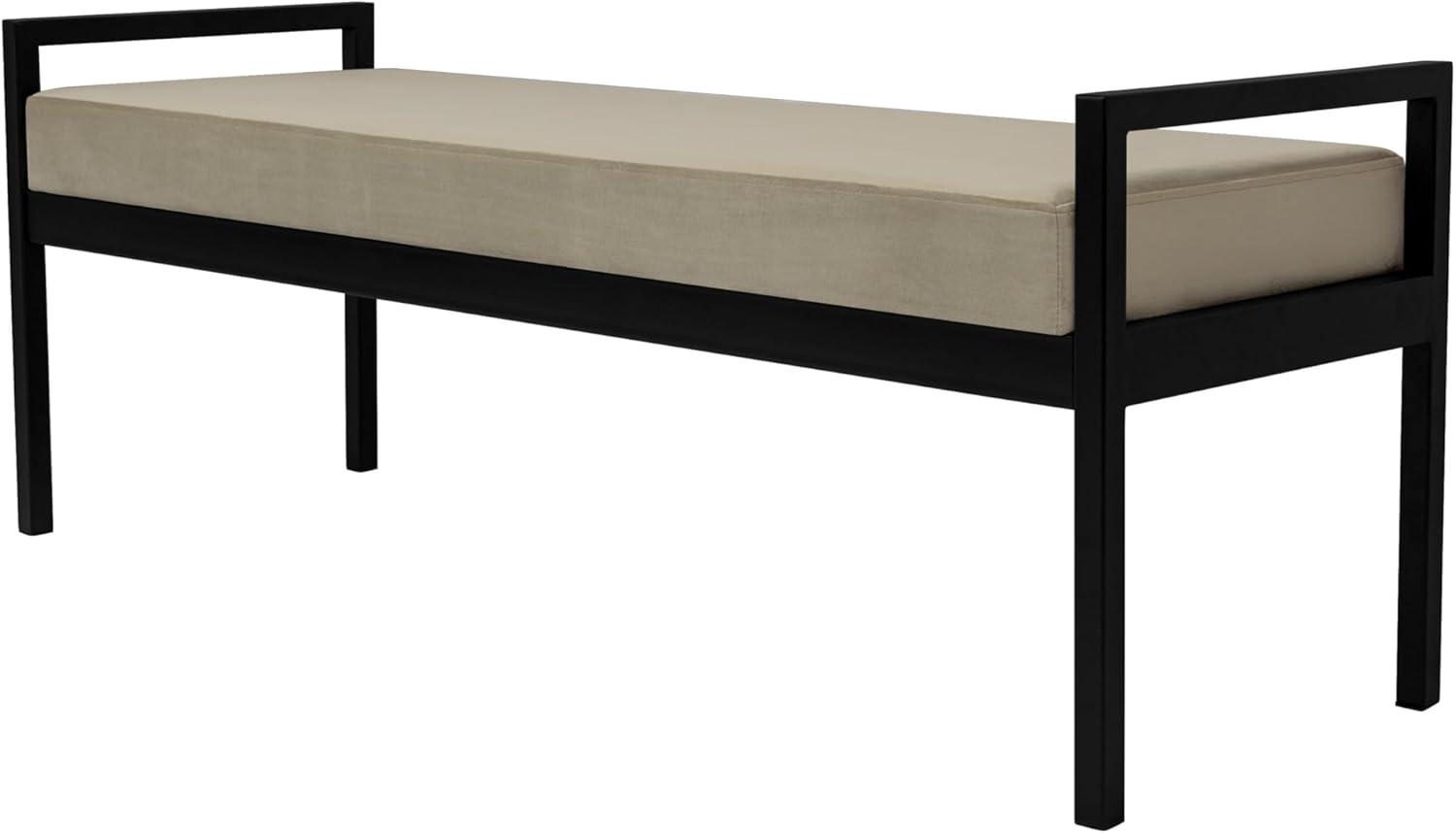 HomePop Modern Metal & Velvet Bench, 49.5"W x 17.25"D x 19"H, gray/Black