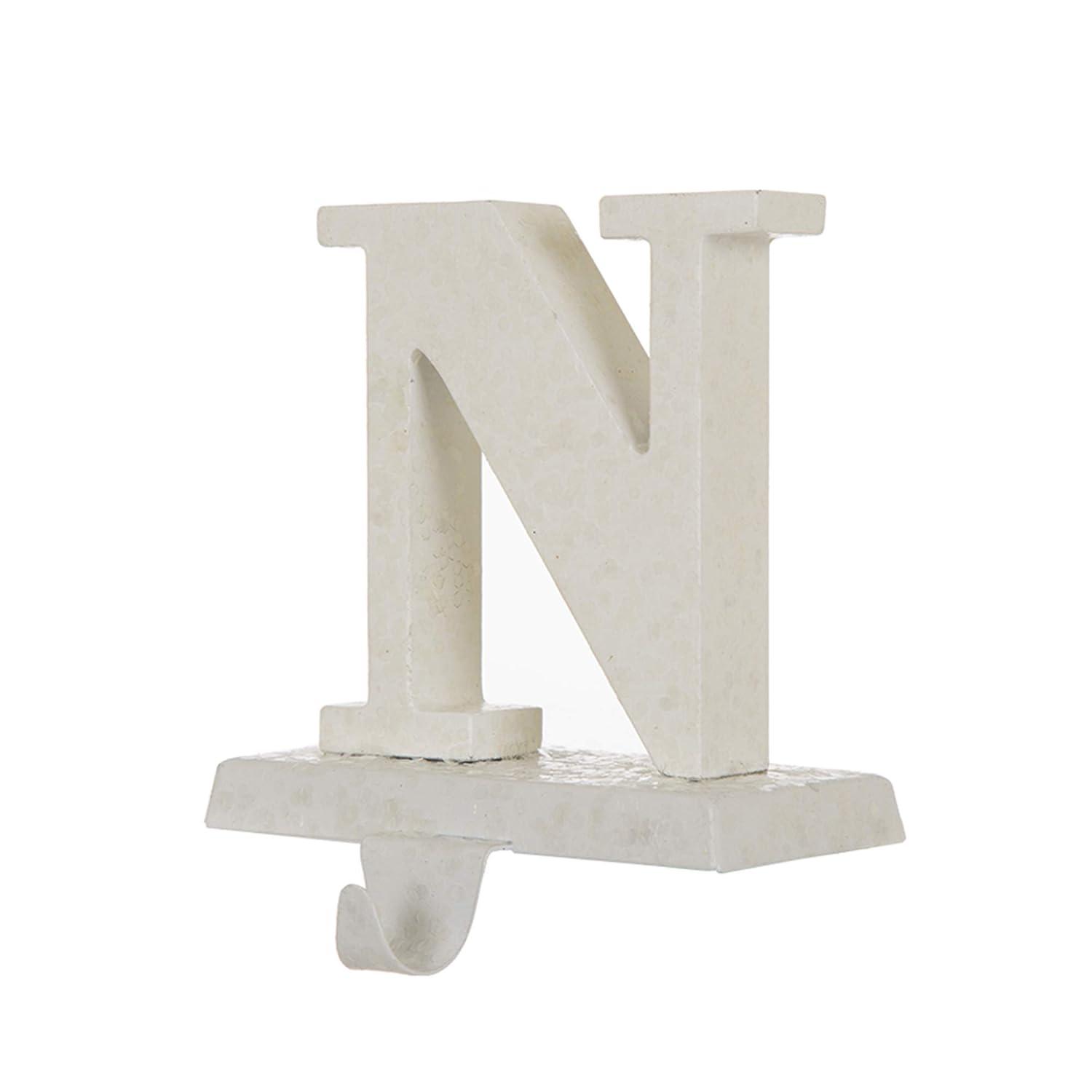 White Iron and MDF Noel Christmas Stocking Holders