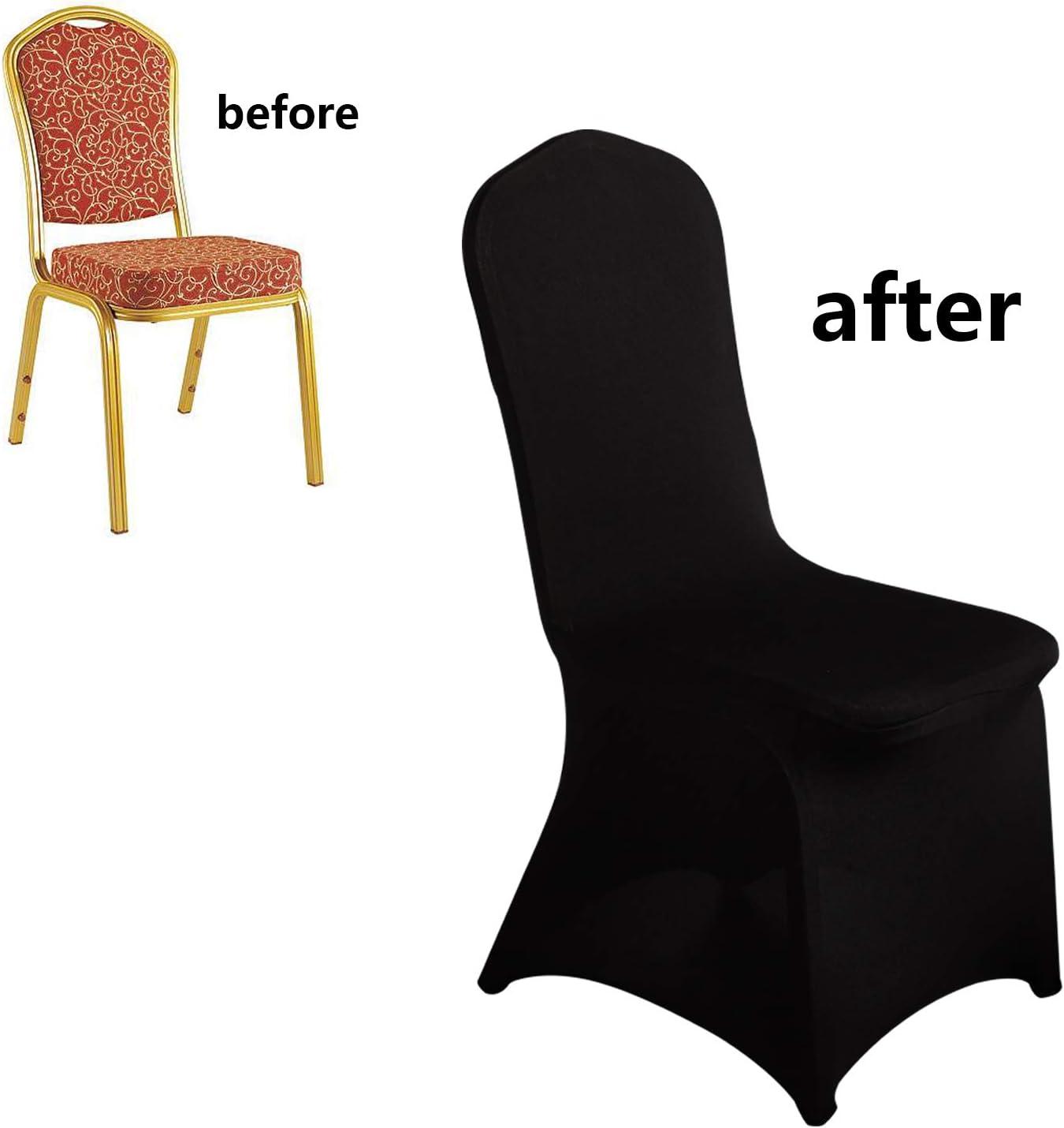 VEVOR Black Stretch Spandex Chair Covers, Set of 50 - Universal Fitted Slipcovers for Folding Chairs - Removable and Washable - Ideal for Weddings, Banquets, Parties, and Celebrations