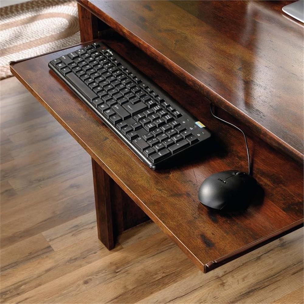 Bowery Hill Engineered Wood Computer Desk with Hutch in Curado Cherry