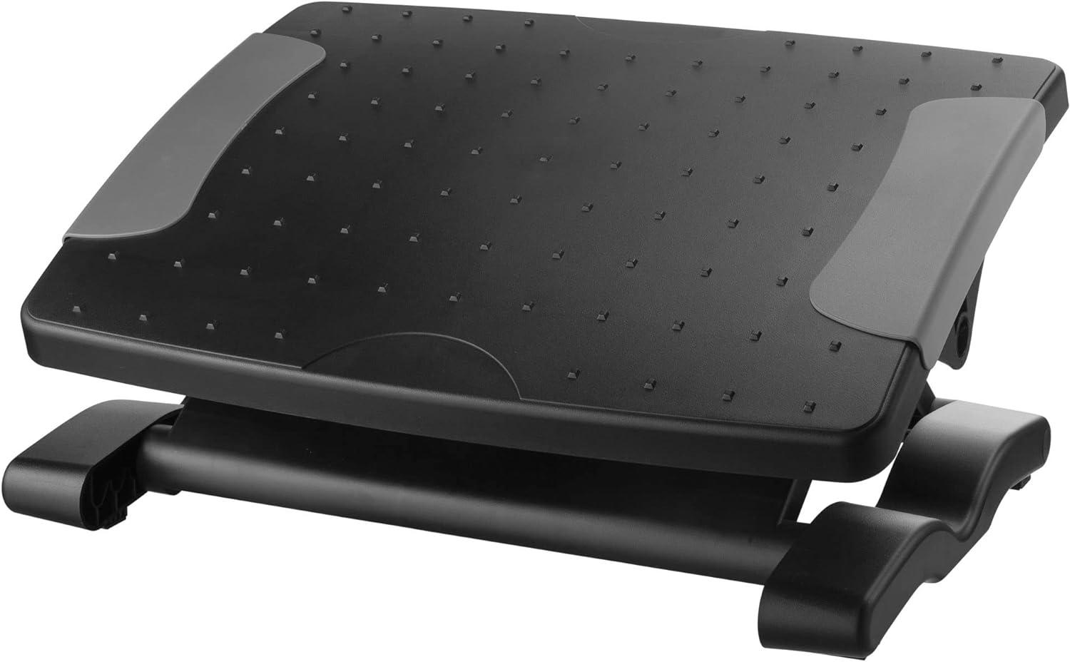 Ergonomic Adjustable Black Footrest with Massage Bumps