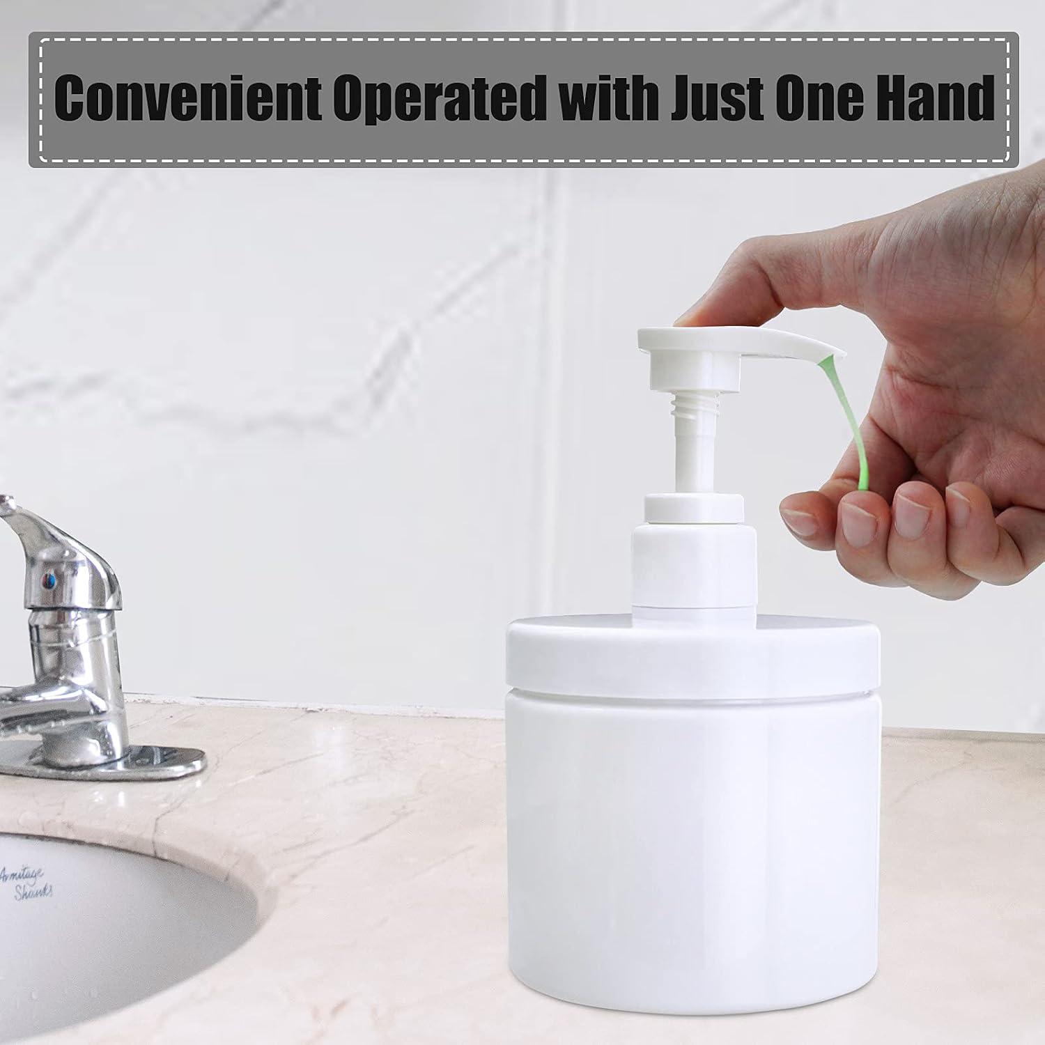 Pump Bottle Dispenser Plastic Pump Bottles Refillable Bottles Wide Mouth Jar Style BPA Free Empty Pump Bottles Bathroom Shower Containers for Lotion Shampoo Conditioner (White, 2X 500ml)