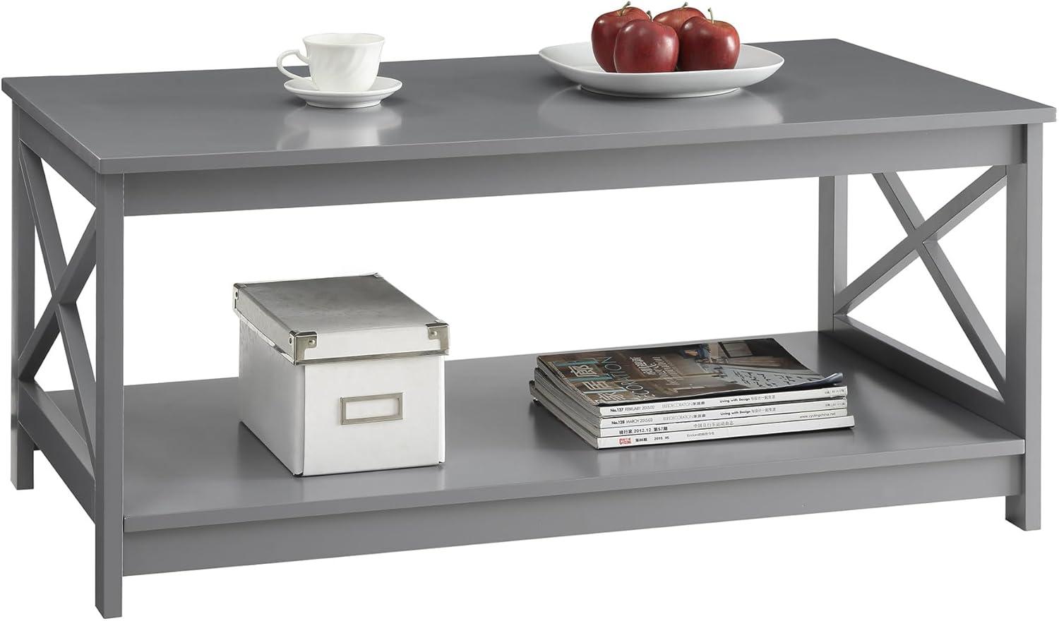 Convenience Concepts Oxford Coffee Table with Shelf, Gray