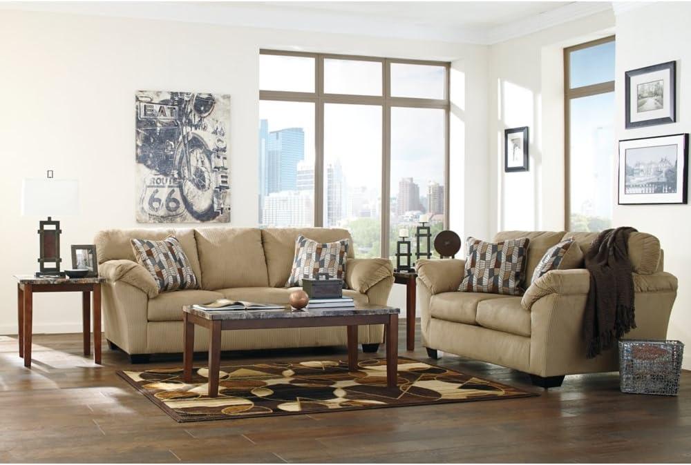 Signature Design by Ashley Theo Contemporary Faux Marble 3-Piece Occasional Table Set, Includes Coffee Table and 2 End Tables, Brown