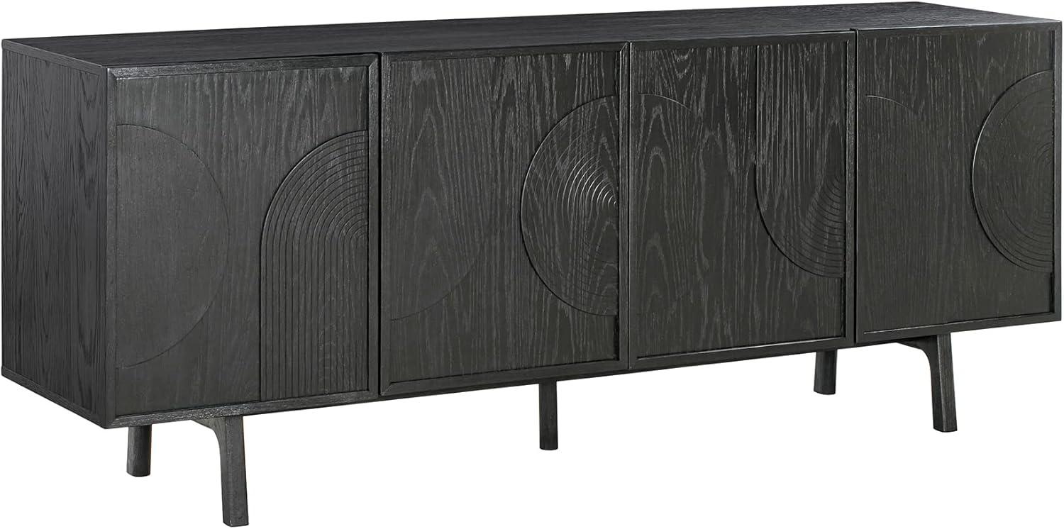 Holland Modern Black Brushed Oak 4-Door Sideboard Buffet