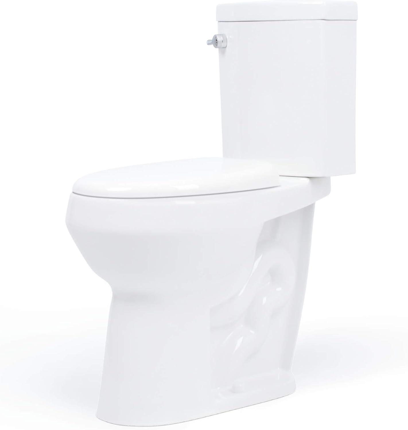 Extra Tall White Dual Flush Elongated Toilet with Chrome Handle