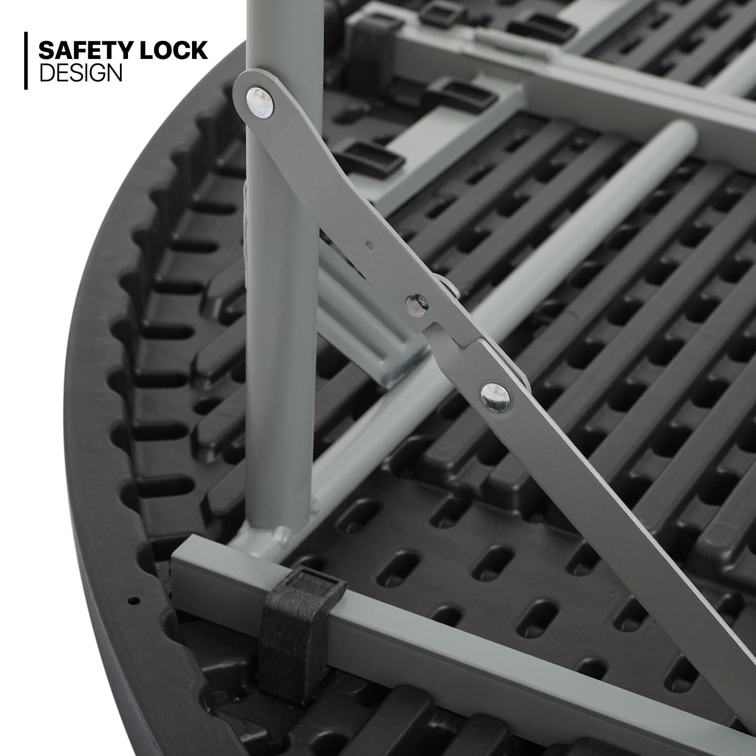 Plastic Round Folding Table, Portable Foldable Party Banquet Table for Camping Dining Outdoor Picnic