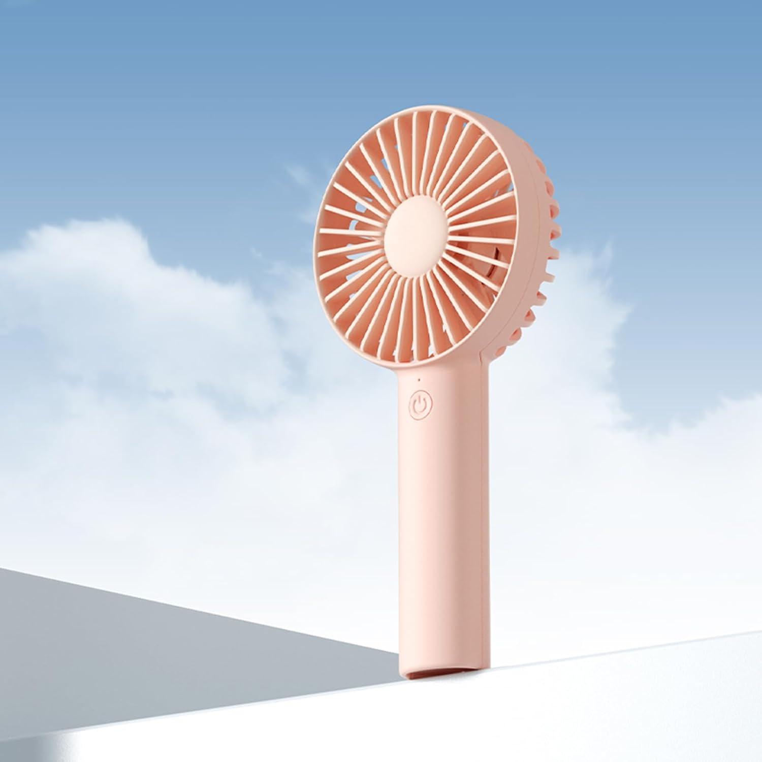 JISULIFE Handheld Fan, Portrable Mini Fan with 3 Speed, USB Rechargeable Personal Fan Battery Operated for Outdoor, Office, Travel -Pink