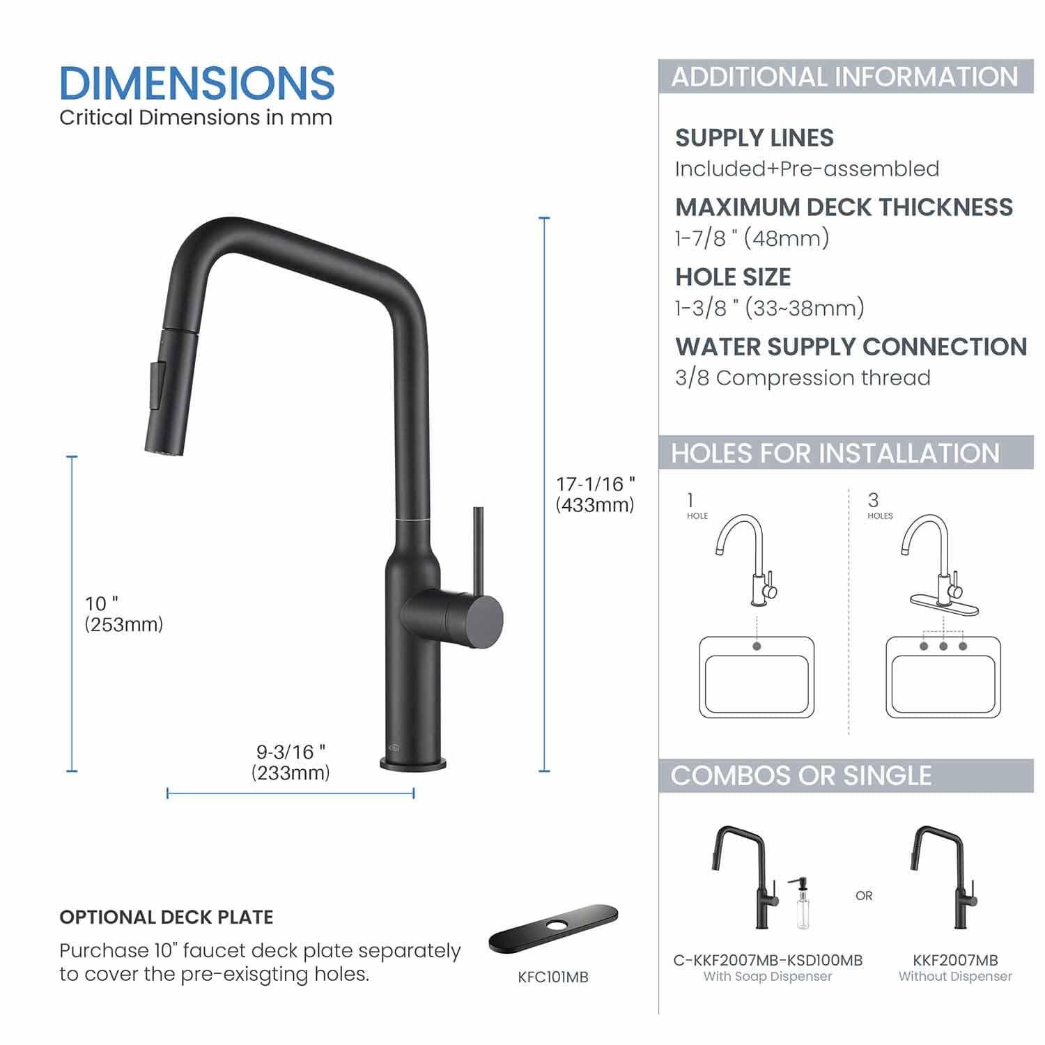 Macon Pull Down Single Handle Kitchen Faucet with Accessories