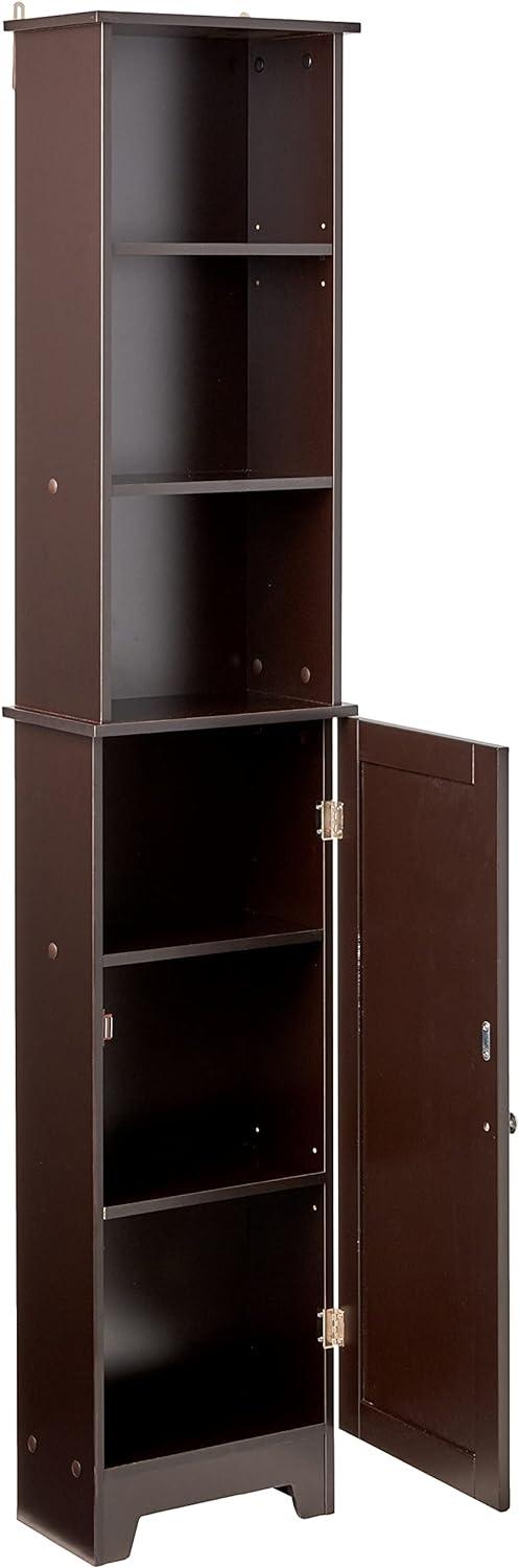 Espresso Contemporary Country Tall Floor Cabinet with Adjustable Shelves