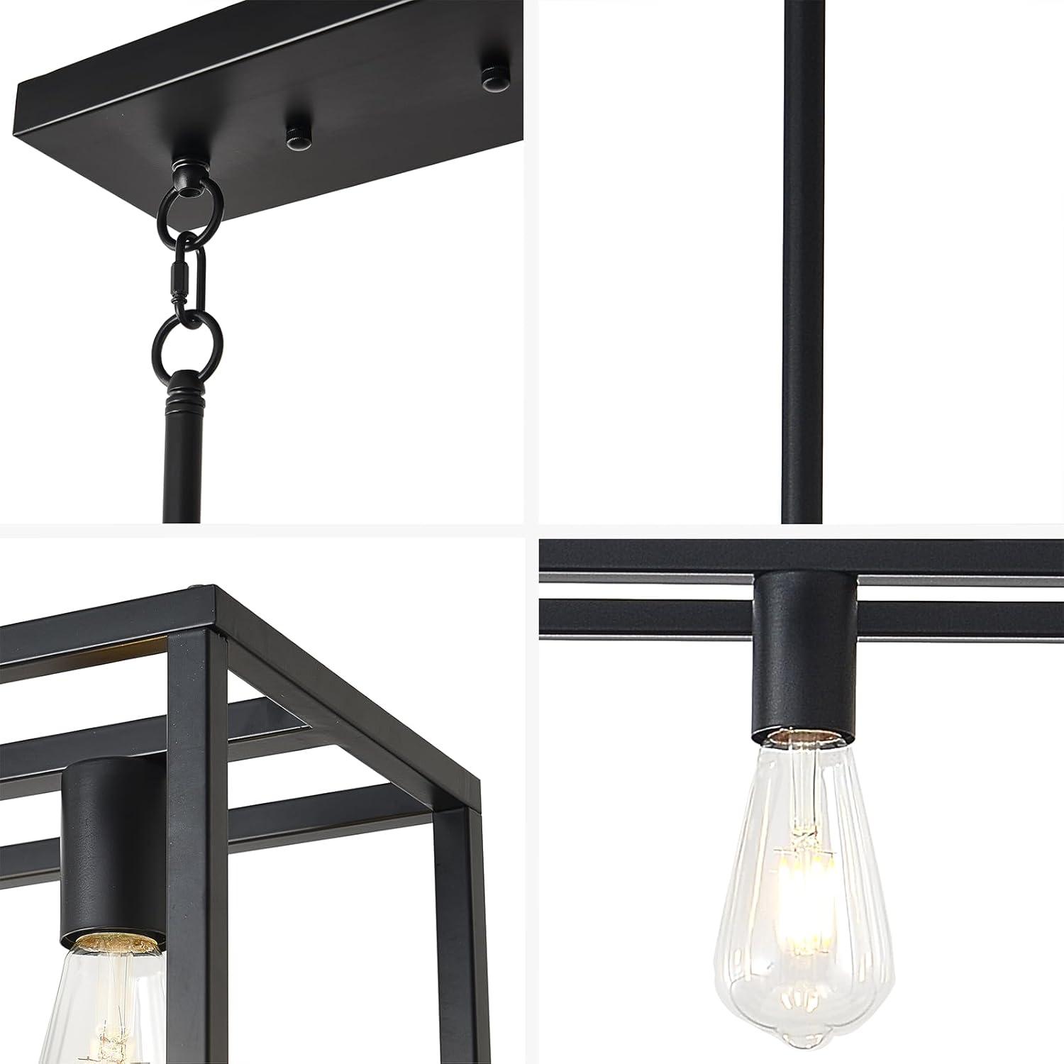 Black Industrial 5-Light Rectangular Metal Chandelier