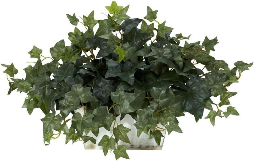 Nearly Natural Ivy with White Wash Planter Silk Plant