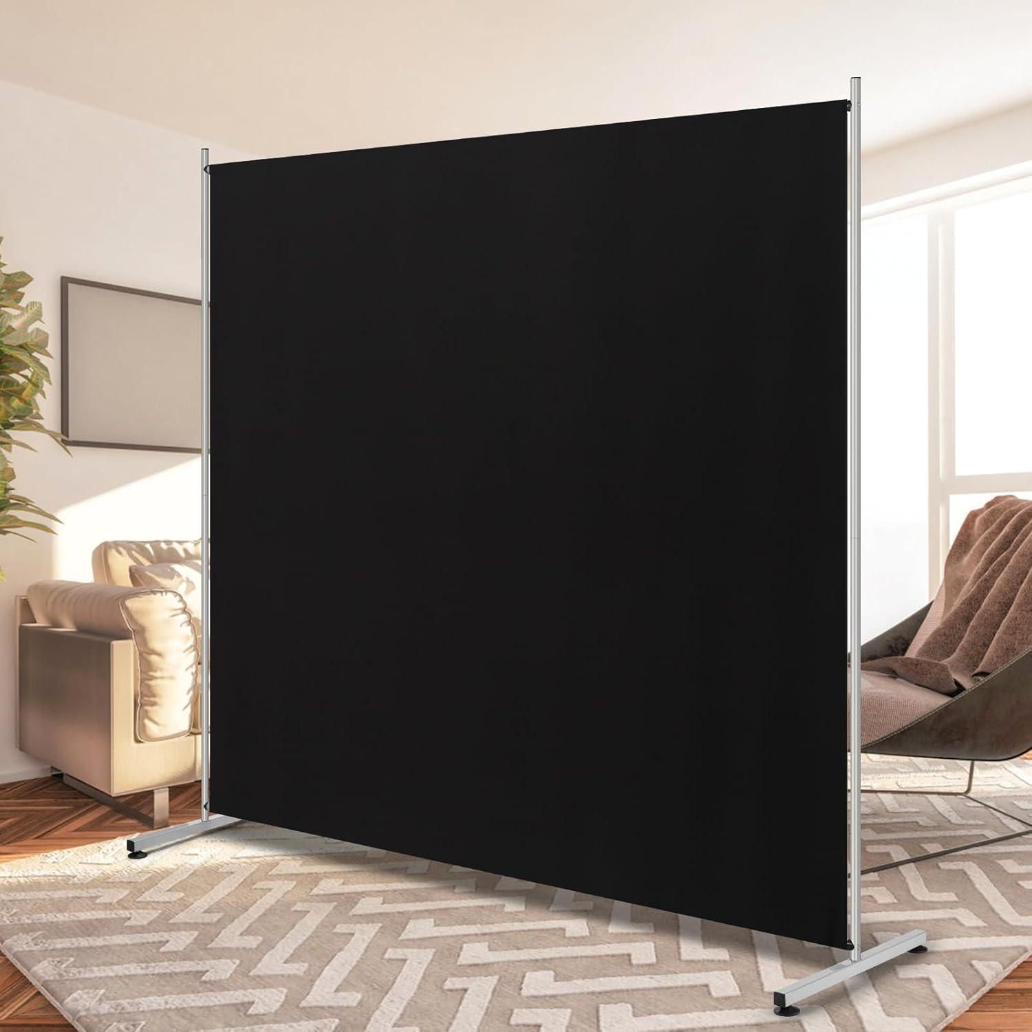 Black Lightweight Steel Frame Freestanding Room Divider 71'' x 71''