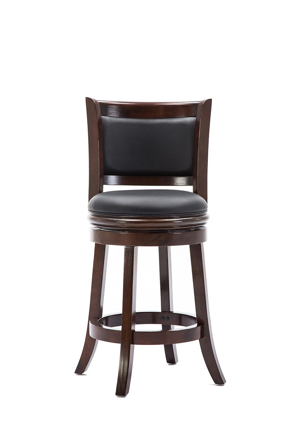 24" Augusta Swivel Counter Height Barstool Hardwood Cappuccino - Boraam: Round Seat, Footrest