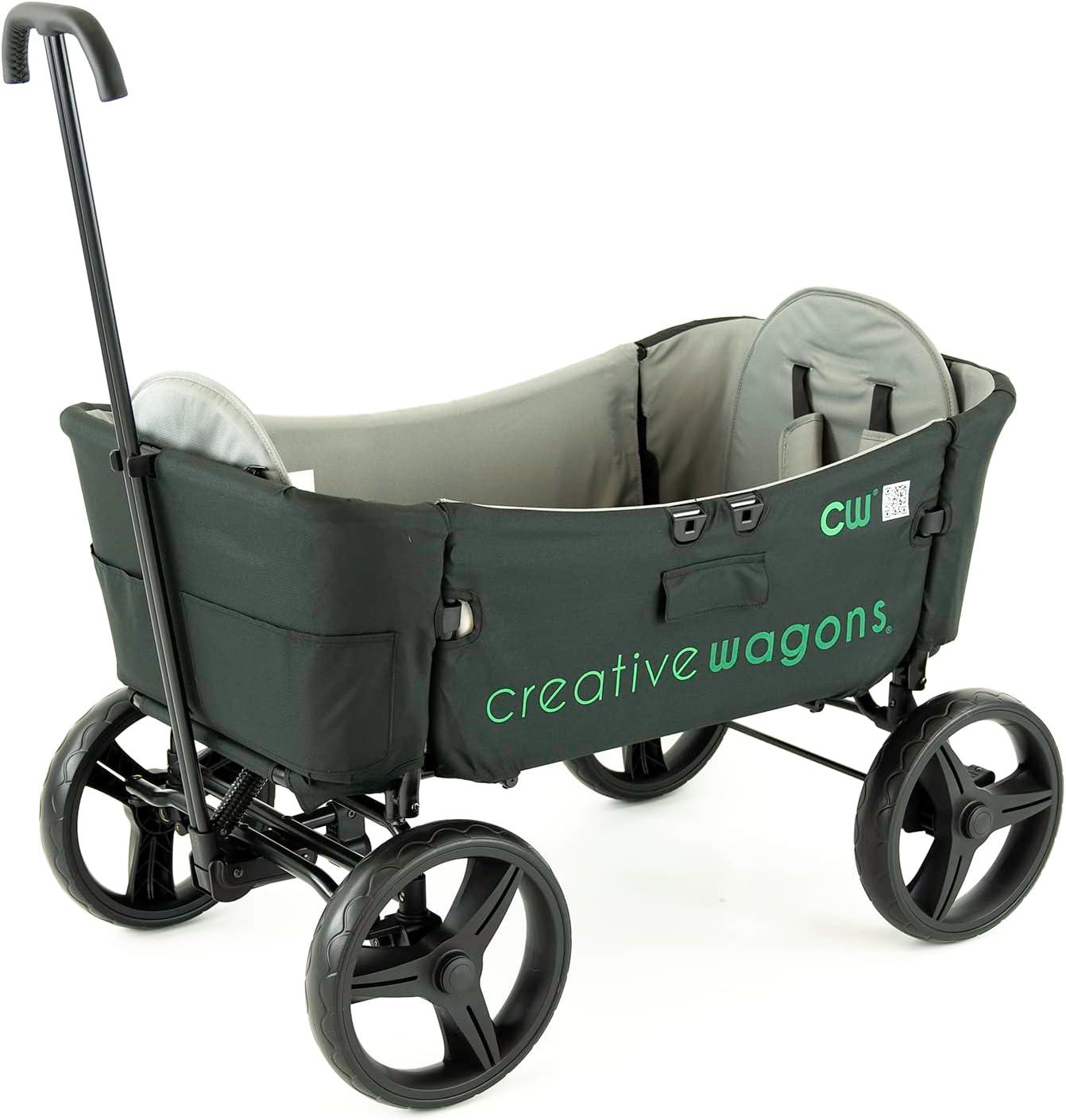 Creative Outdoor Stroller Wagon with Canopy for Kids Push Pull Folding Wagon, Black