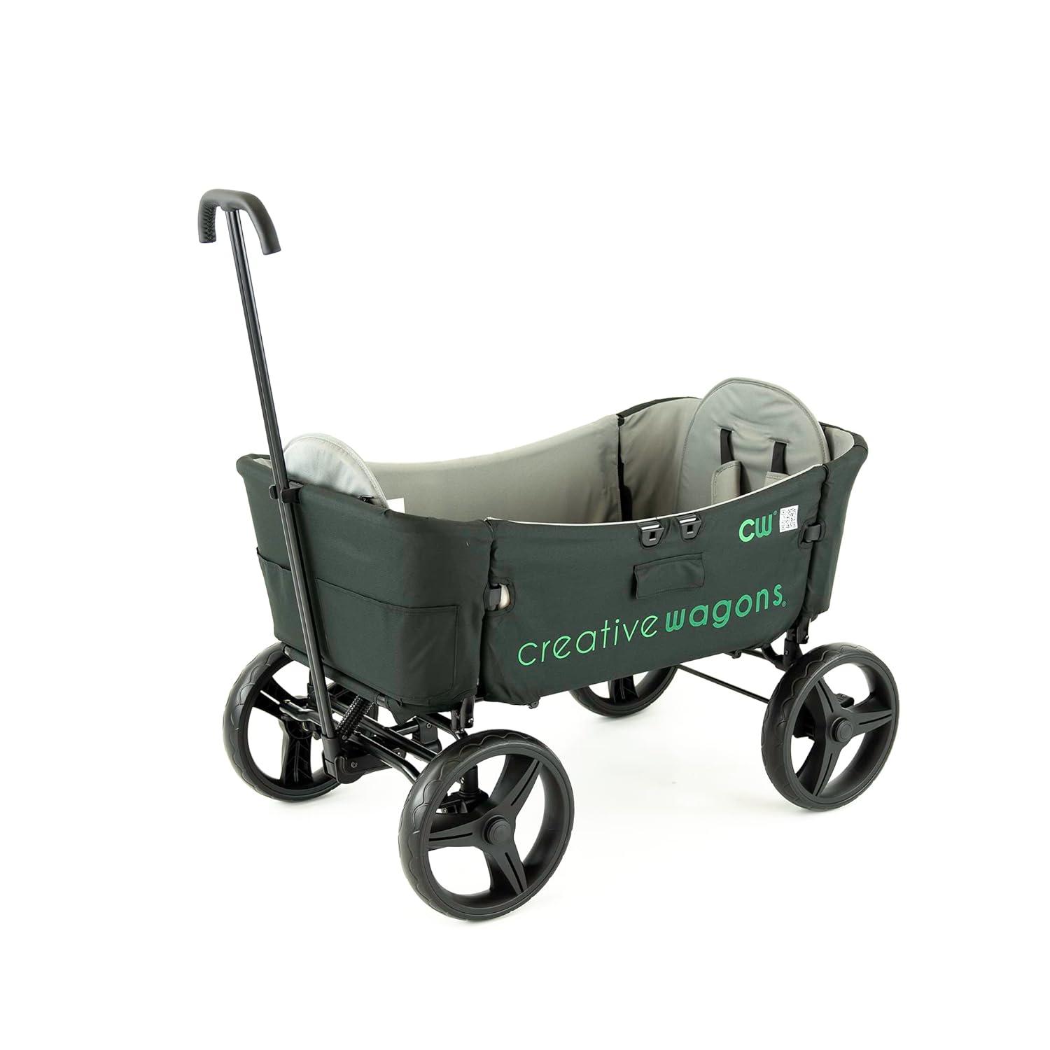 Creative Outdoor Stroller Wagon with Canopy for Kids Push Pull Folding Wagon, Black