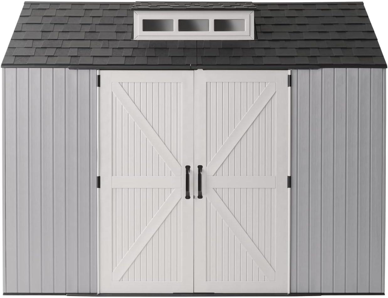 Rubbermaid Large Resin Outdoor Storage Shed, 10.5 x 7 ft., Gray, with Substantial Space for Home/Garden/Back-Yard/Lawn Equipment