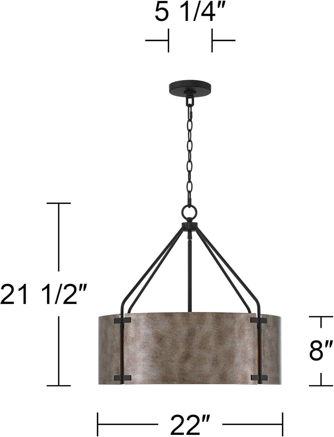 Julian 22'' Black and Silver Drum Pendant Chandelier