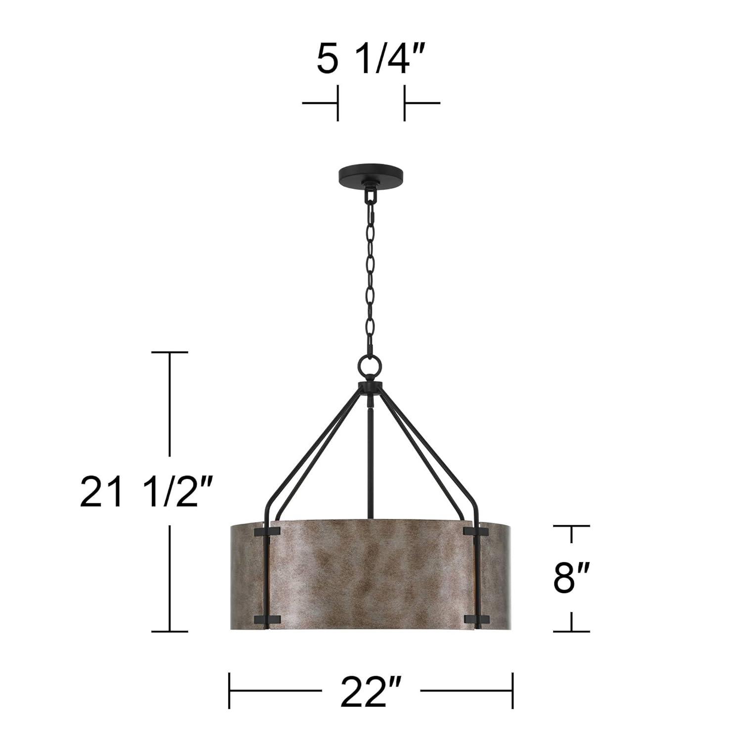 Possini Euro Design Julian 22" Farmhouse Rustic Industrial Pendant Chandelier Ceiling Light Fixture Dining Room Over Table Drum Silver Finish Metal