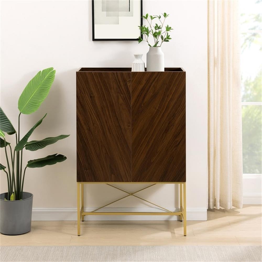 Walker Edison 2-Door Engineered Wood Accent Cabinet with Inset Top - Dark Walnut