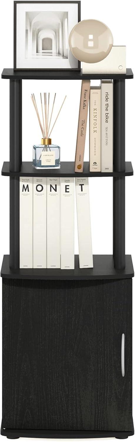 Furinno Turn-N-Tube Tall TV Entertainment Side Table Display Rack with Storage Cabinet, 2-Tier, Blackwood/Black
