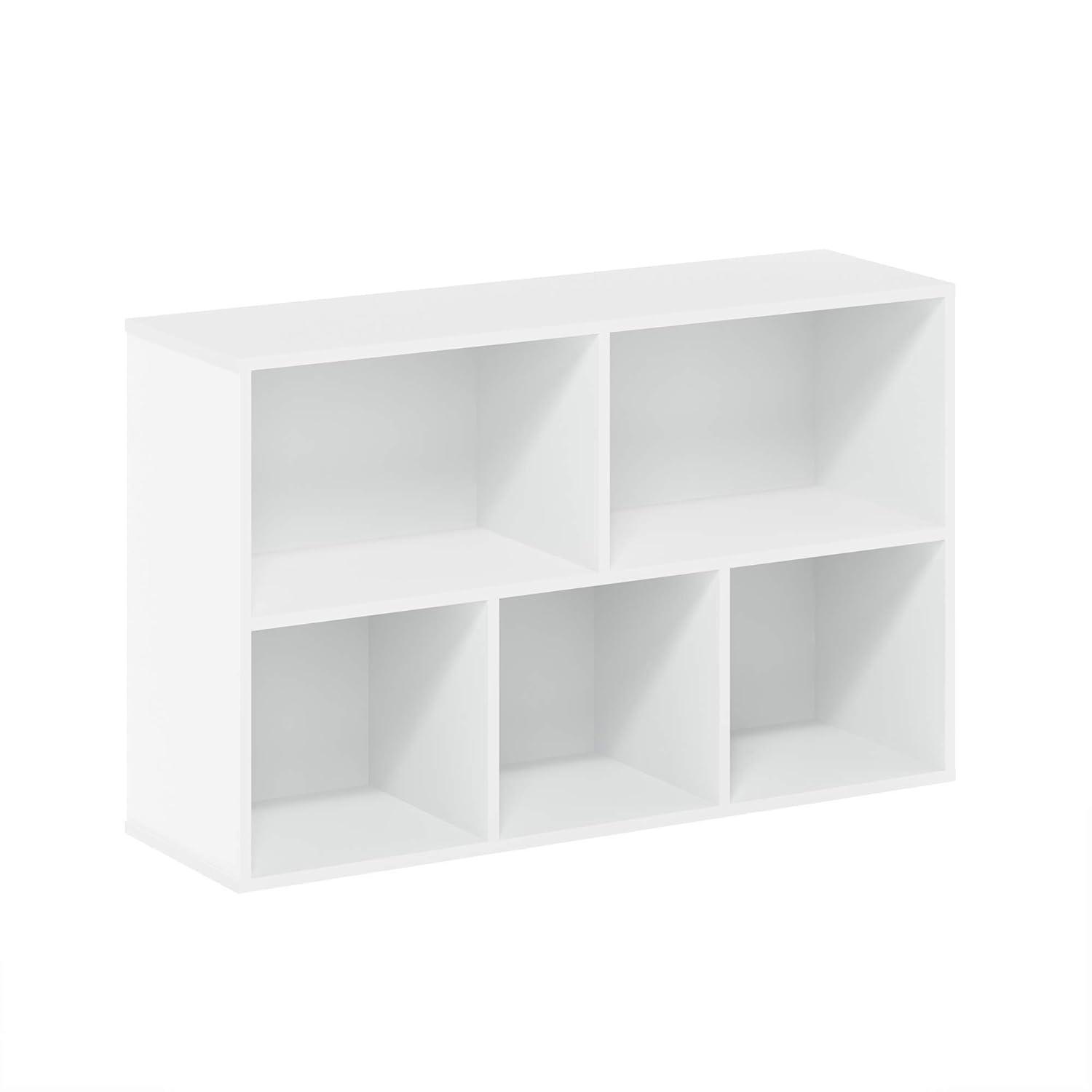 31" 5-Cube Geometric Decorative Bookshelf with Anti-Toppling Reversible Open Bookshelf Storage Organizer for Study&Office