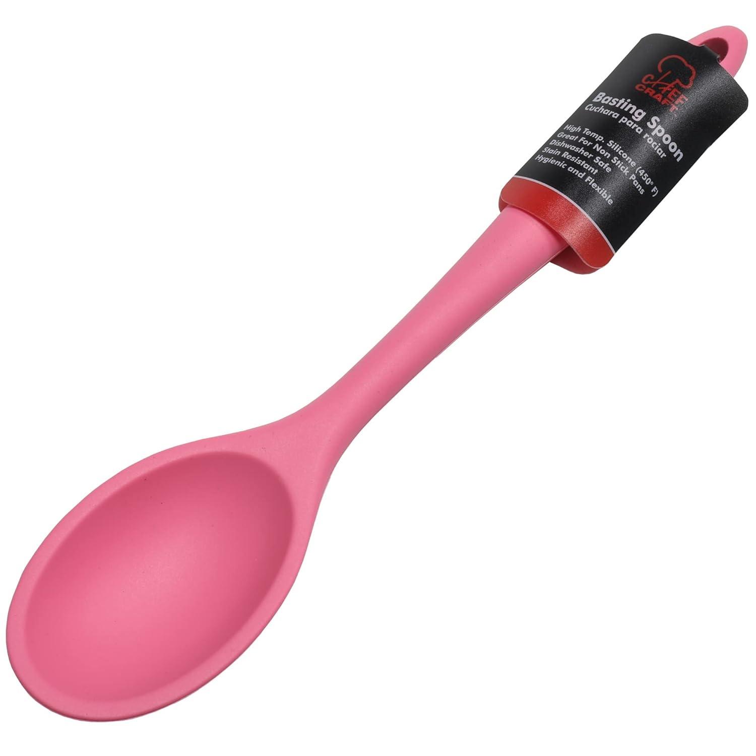 Chef Craft Premium Silicone Basting Spoon, 11 inch, Pink