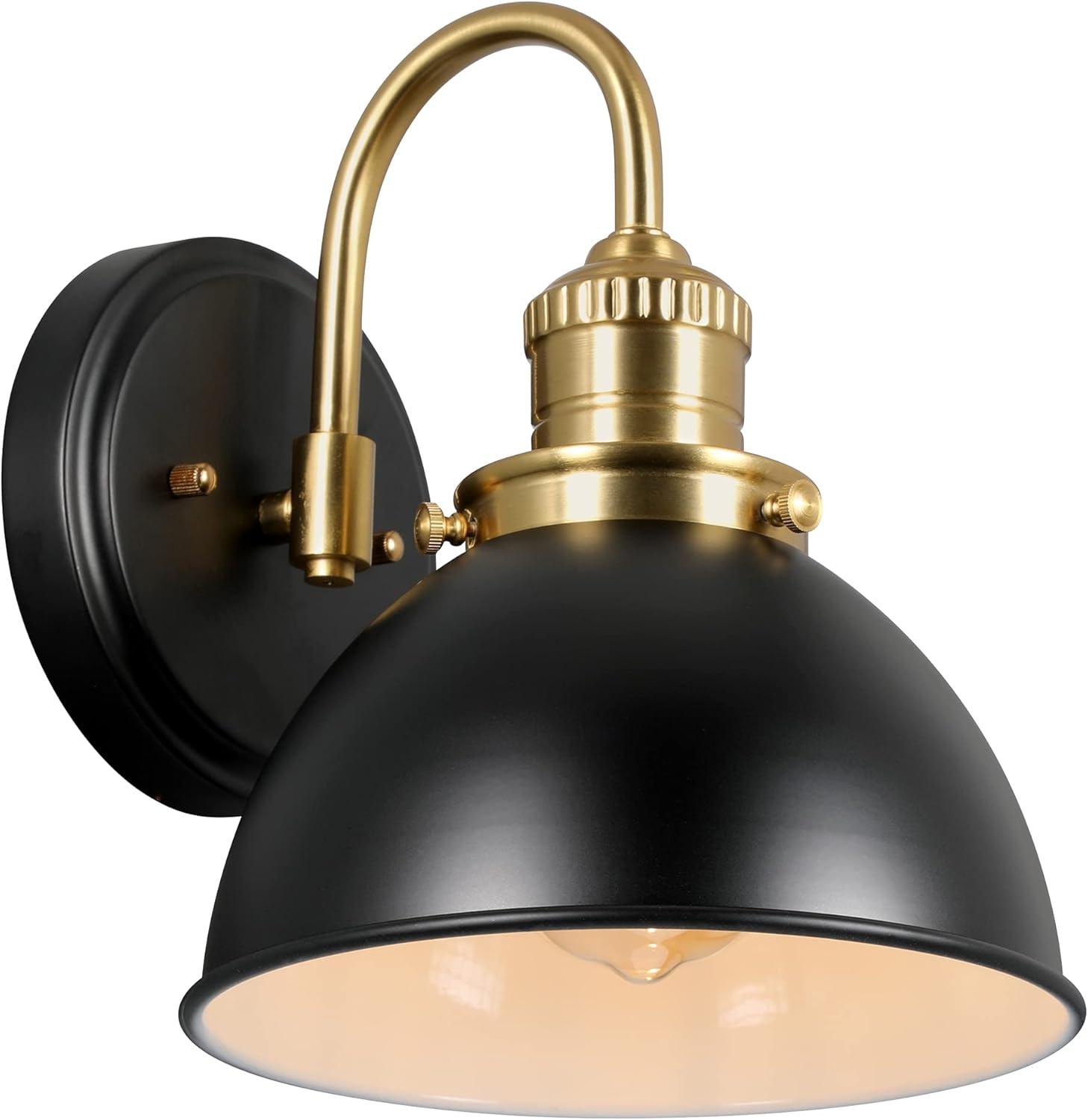 Design House 588293-BGD Savannah Farmhouse 1-Light Indoor Dimmable Wall Light Matte Black Metal Shade for Hallway Foyer Kitchen, Matte Black and Satin Gold