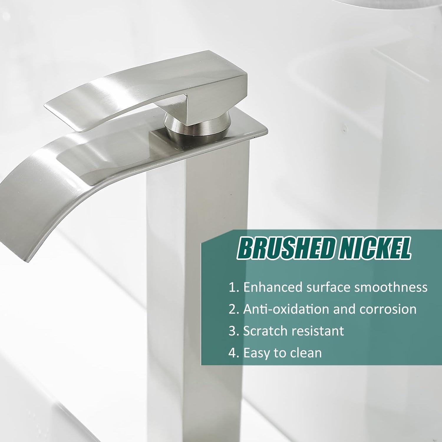 Brushed Nickel Single Handle Waterfall Bathroom Faucet