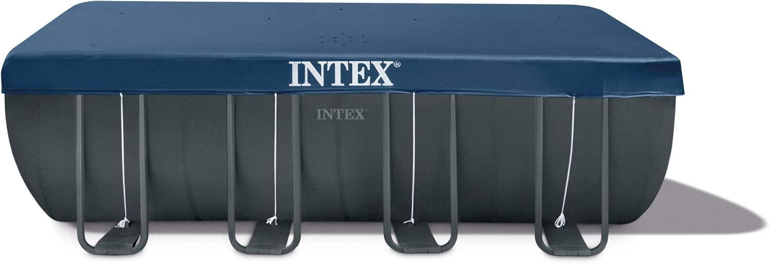 Intex 18ft Gray Rectangular Frame Pool Set with Filter and Pump