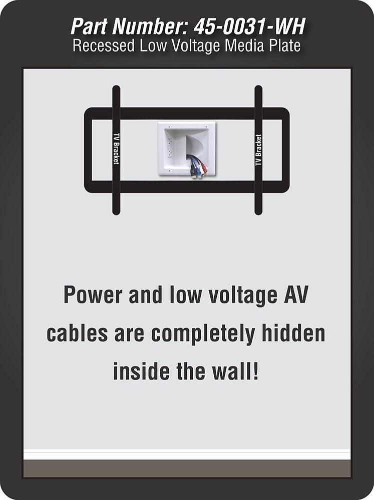 Datacomm Recessed Low Voltage Media Outlet Plate - 1 Socket, White