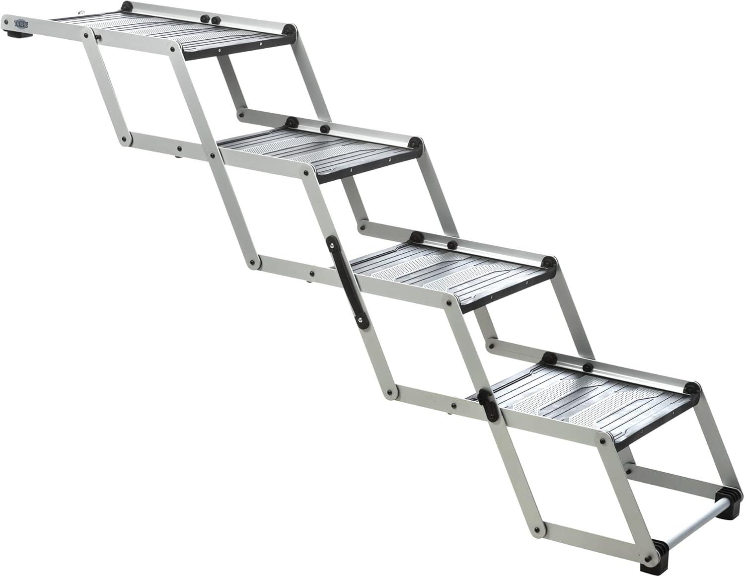 TRIXIE TRIXIE Heavy Duty Foldable 4 Step Pet Stairs, Lightweight Aluminum Portable Steps
