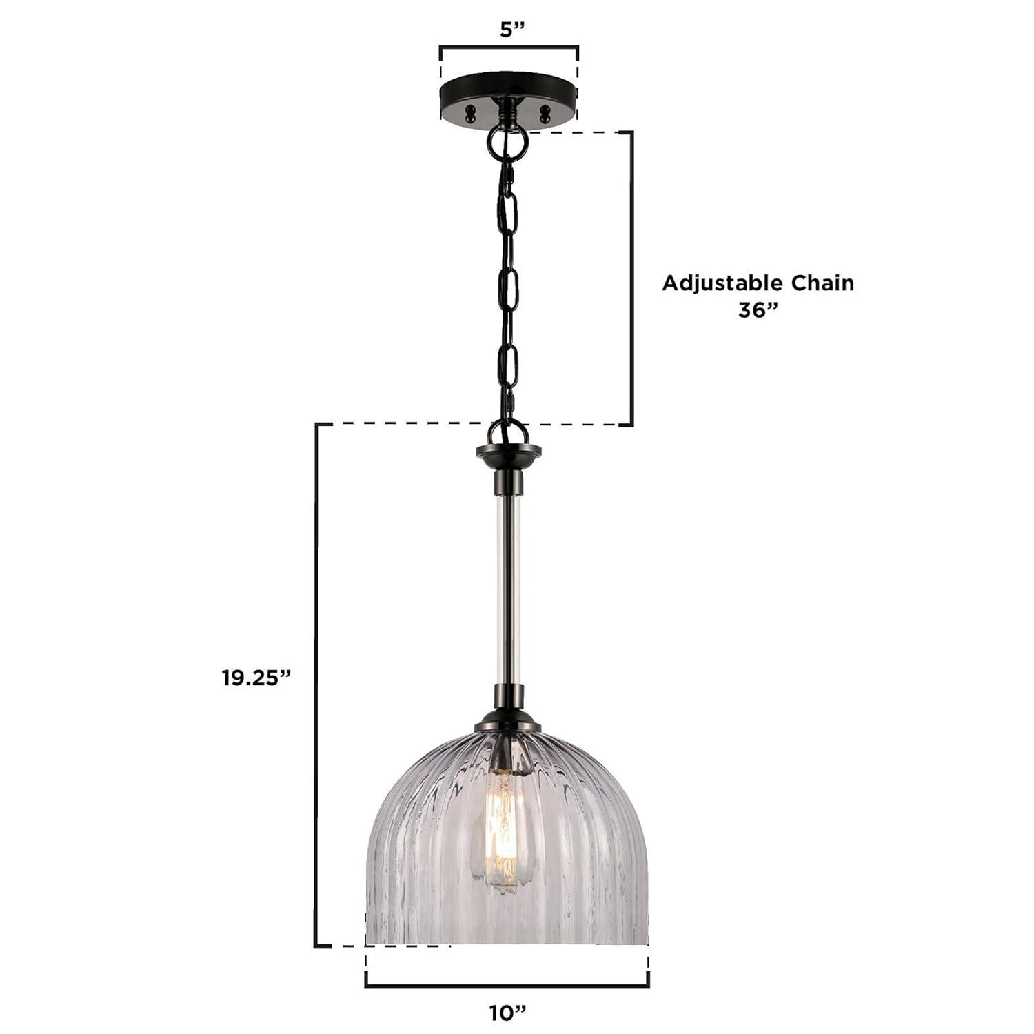 Westinghouse Lighting 6130300 Camrose One Light Indoor Pendant, Gun Metal & Smoke Grey Ribbed Glass