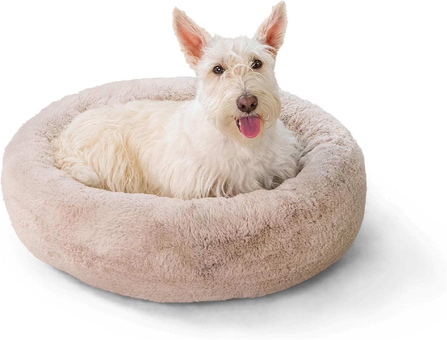 Small Gray Orthopedic Memory Foam Donut Dog Bed