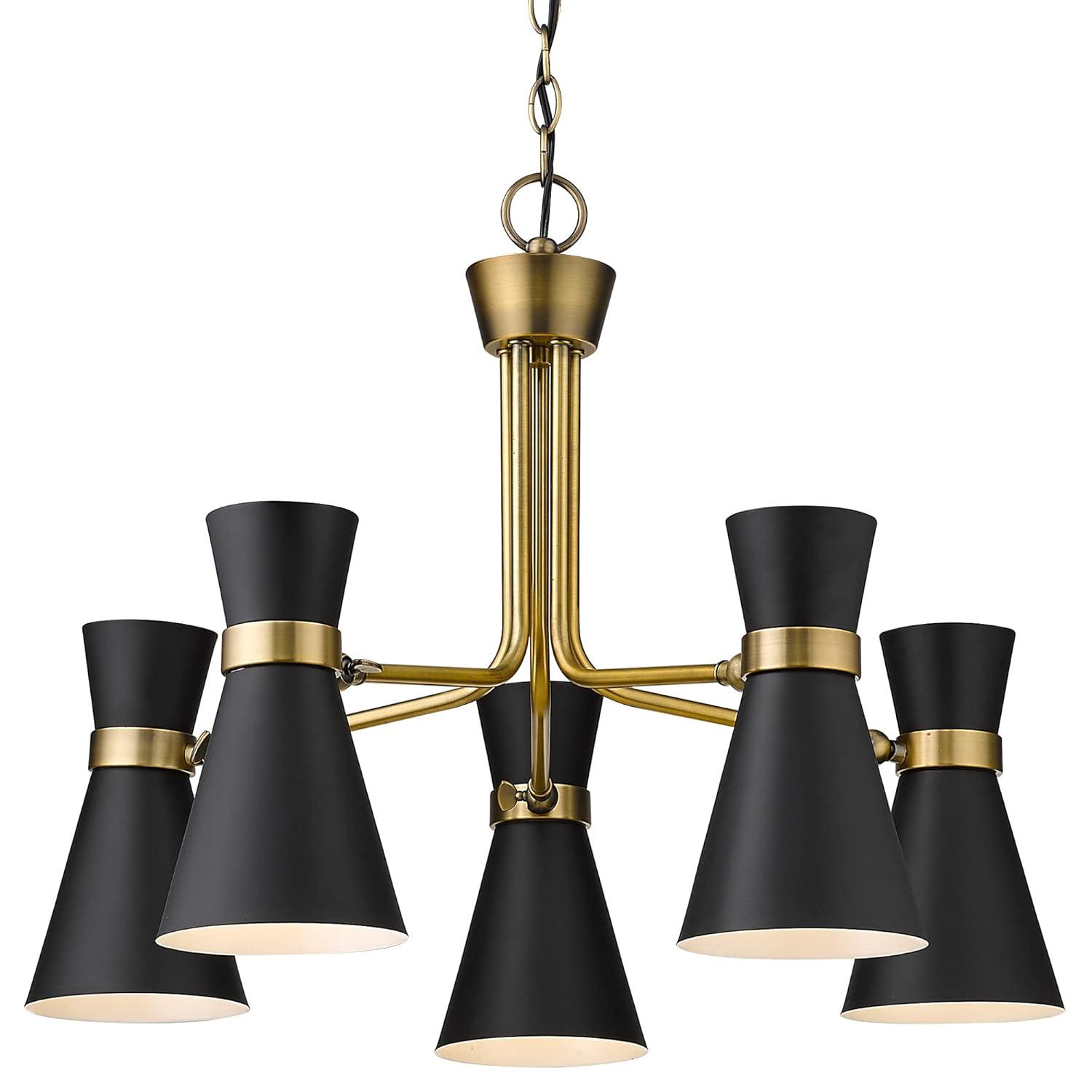 Z-Lite Soriano 5 - Light Chandelier in  Matte Black/Heritage Brass