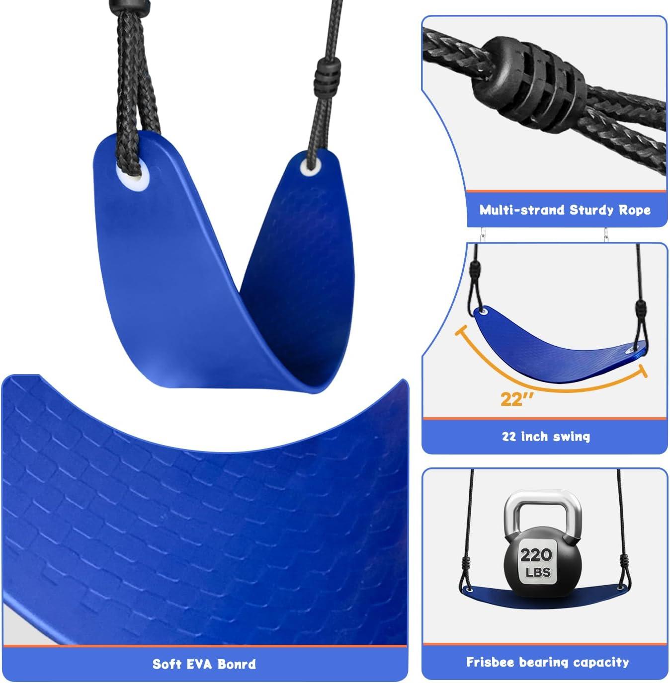 Blue Metal 2-in-1 Outdoor Swing Set with Saucer and Belt Swings