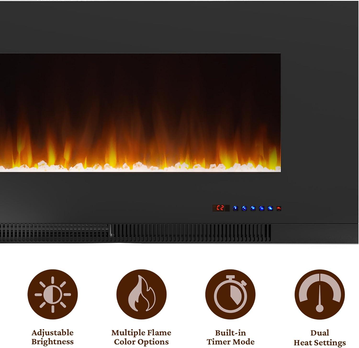 Cambridge Cambridge Wall Mount Electric Fireplace Heater with Remote Control for Indoor Use in Living Room, Bedroom, Home Office