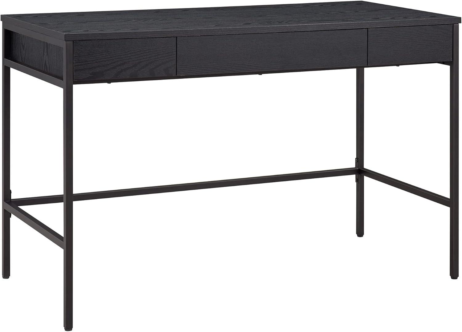 Evans 47'' Mid-Century Black Steel Base Writing Desk with Drawers