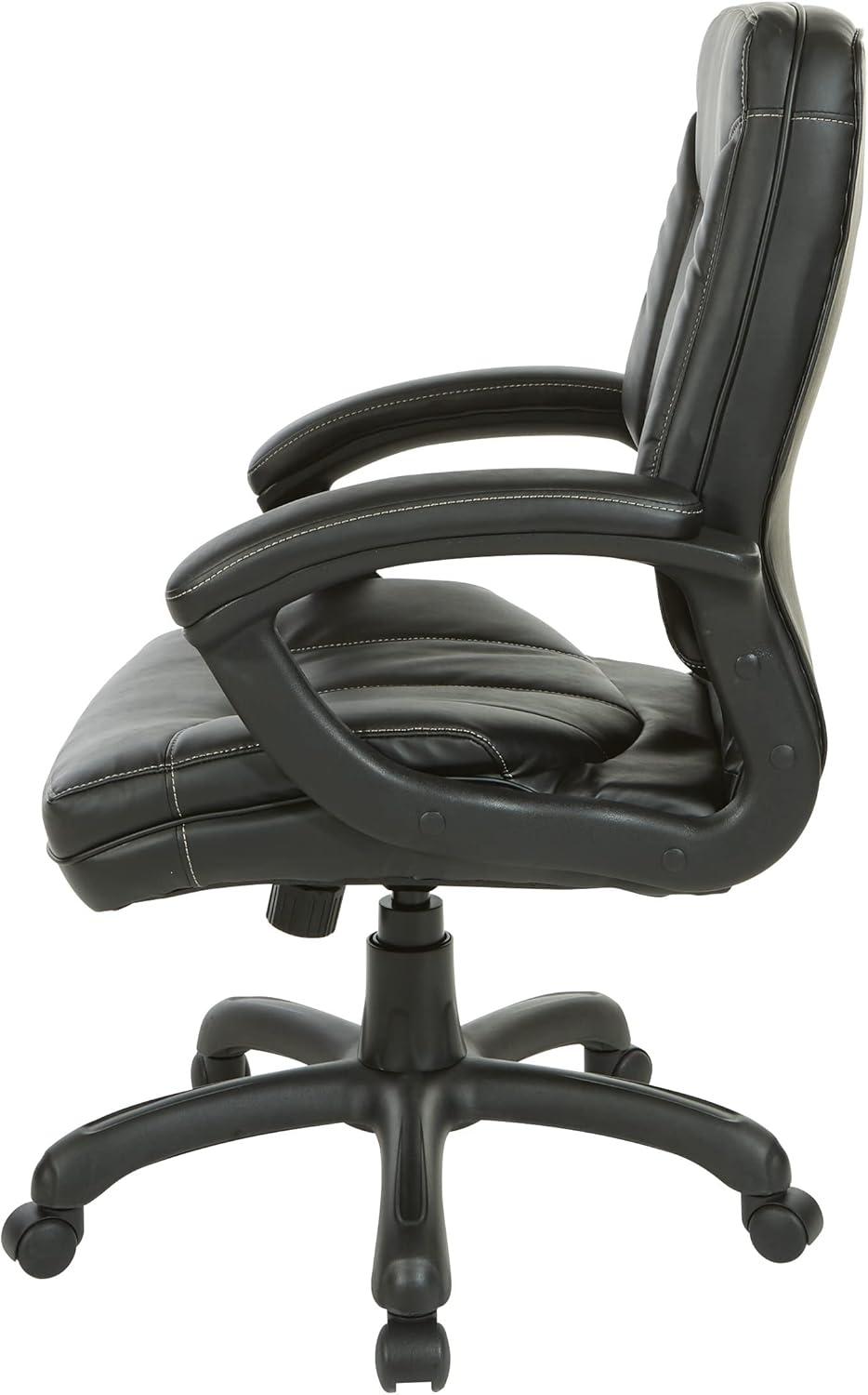 Luxury Swivel Mid-Back Black Faux Leather Office Chair