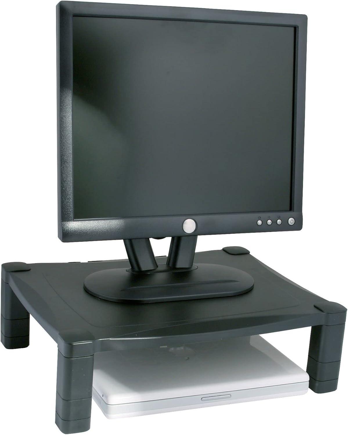 Kantek Single Level Height-Adjustable Stand 17 x 13 1/4 x 3 to 6 1/2 Black MS400