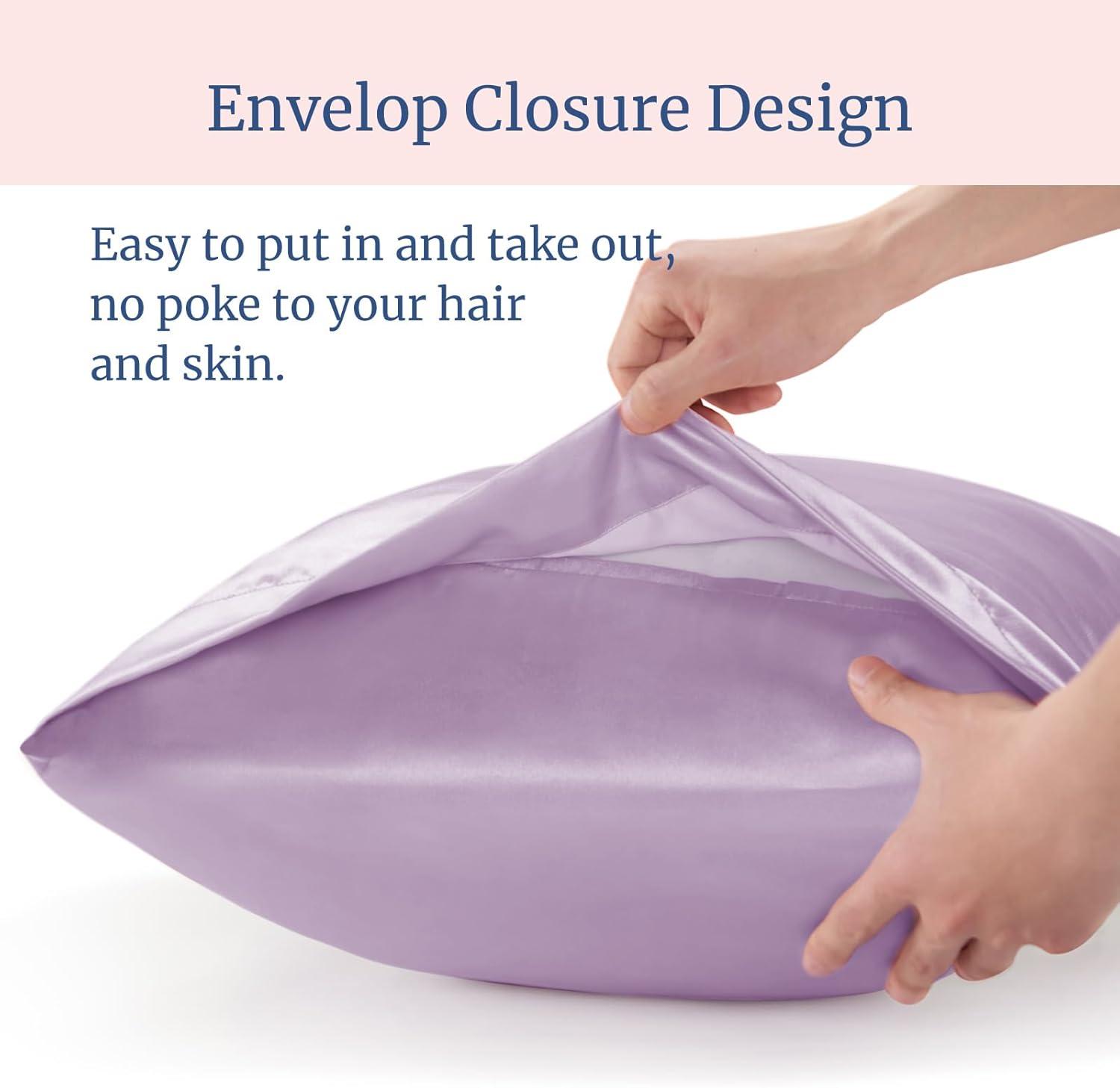 Tainini Clearance!!! Bedsure Satin Pillowcase for Hair and Skin - Silky Pillowcase 20x30 Inches - Set of 2 with Envelope Closure, Similar to Silk Pillow Cases, Gifts for Women Men(Purple）