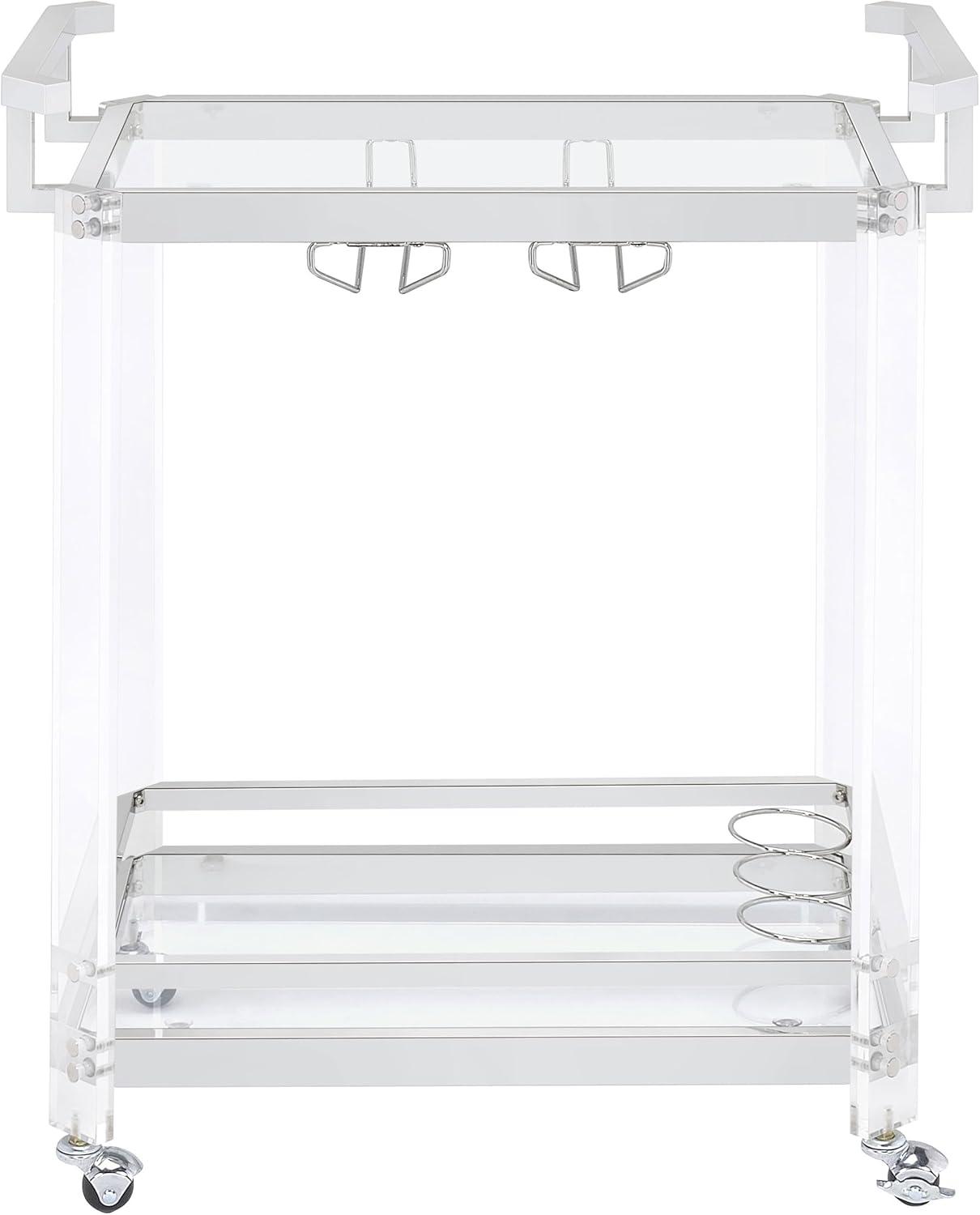 2-tier Glass Serving Cart Clear
