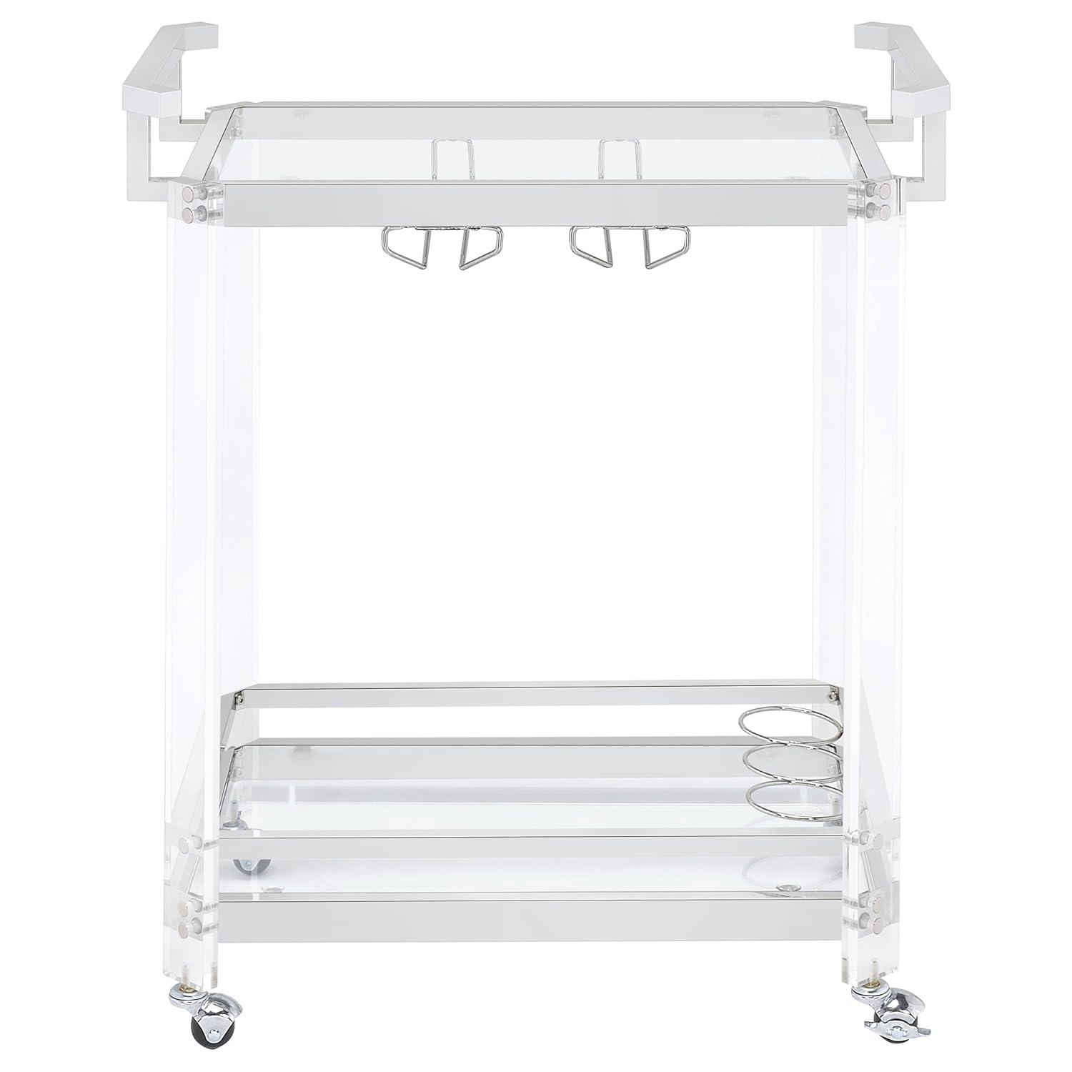2-tier Glass Serving Cart Clear