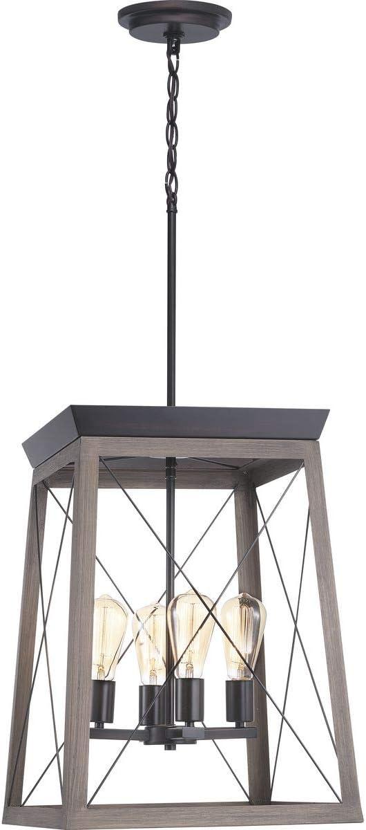 Progress Lighting Briarwood 4-Light Foyer Pendant, Antique Bronze Finish, Vintage-Style Bulbs, Steel Material