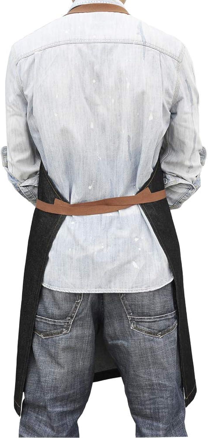 Apron with Pockets, Mens Womens Chef Bib Apron for Kitchen Cooking Grill BBQ Baking Server with Towel Loop