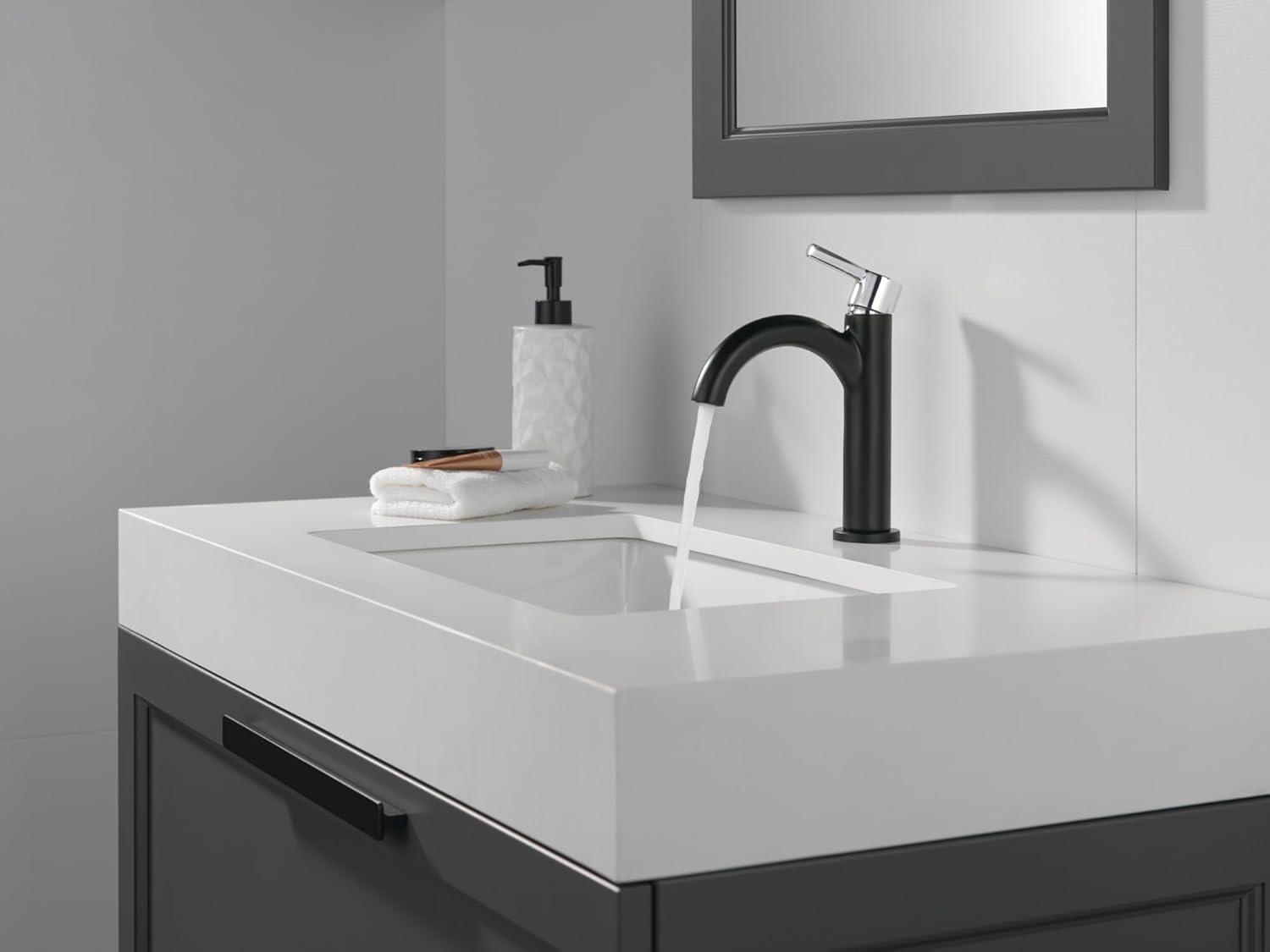 Matte Black and Chrome Single Handle Bathroom Faucet