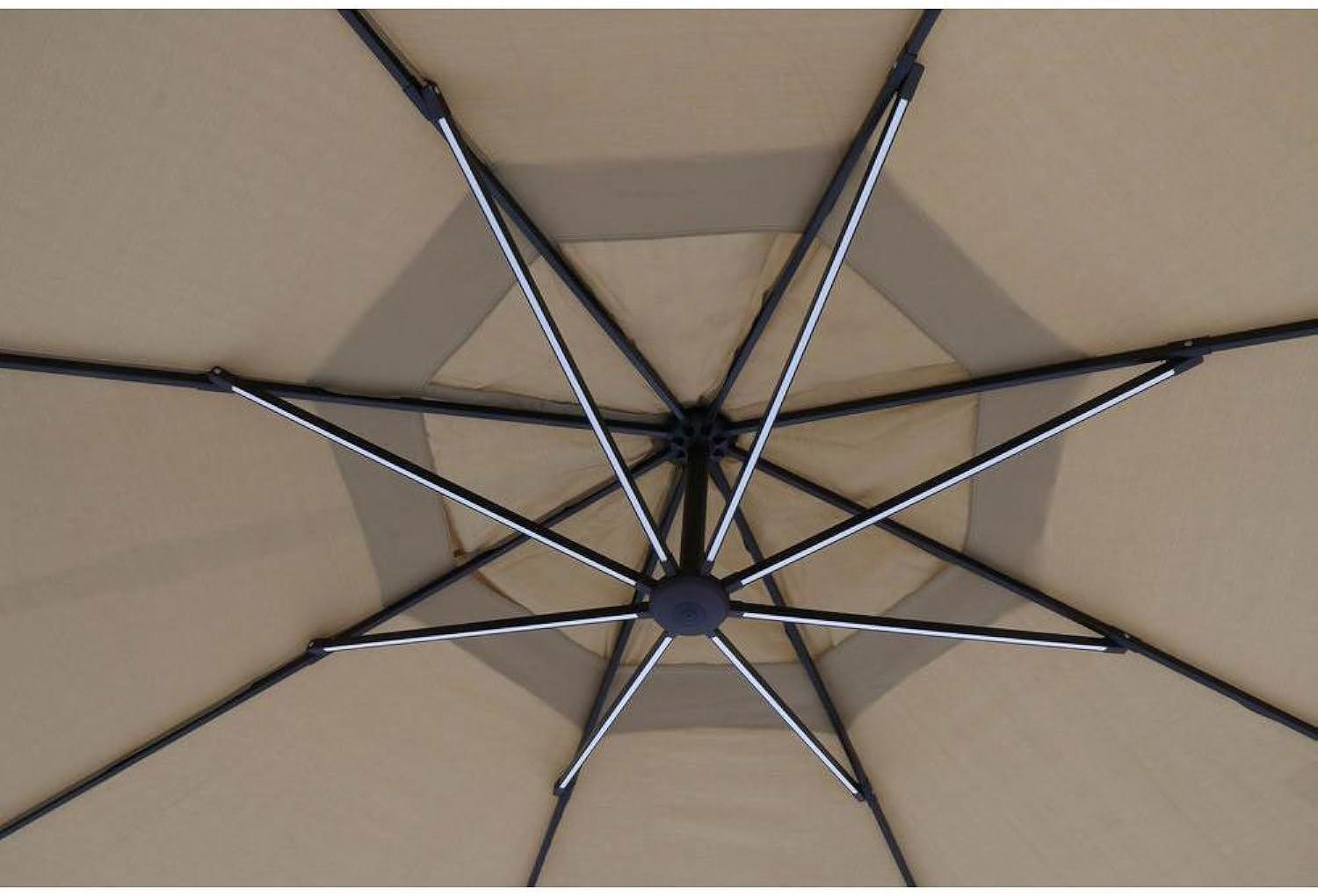 11ft Beige Whisper UV-Treated Offset Umbrella Canopy