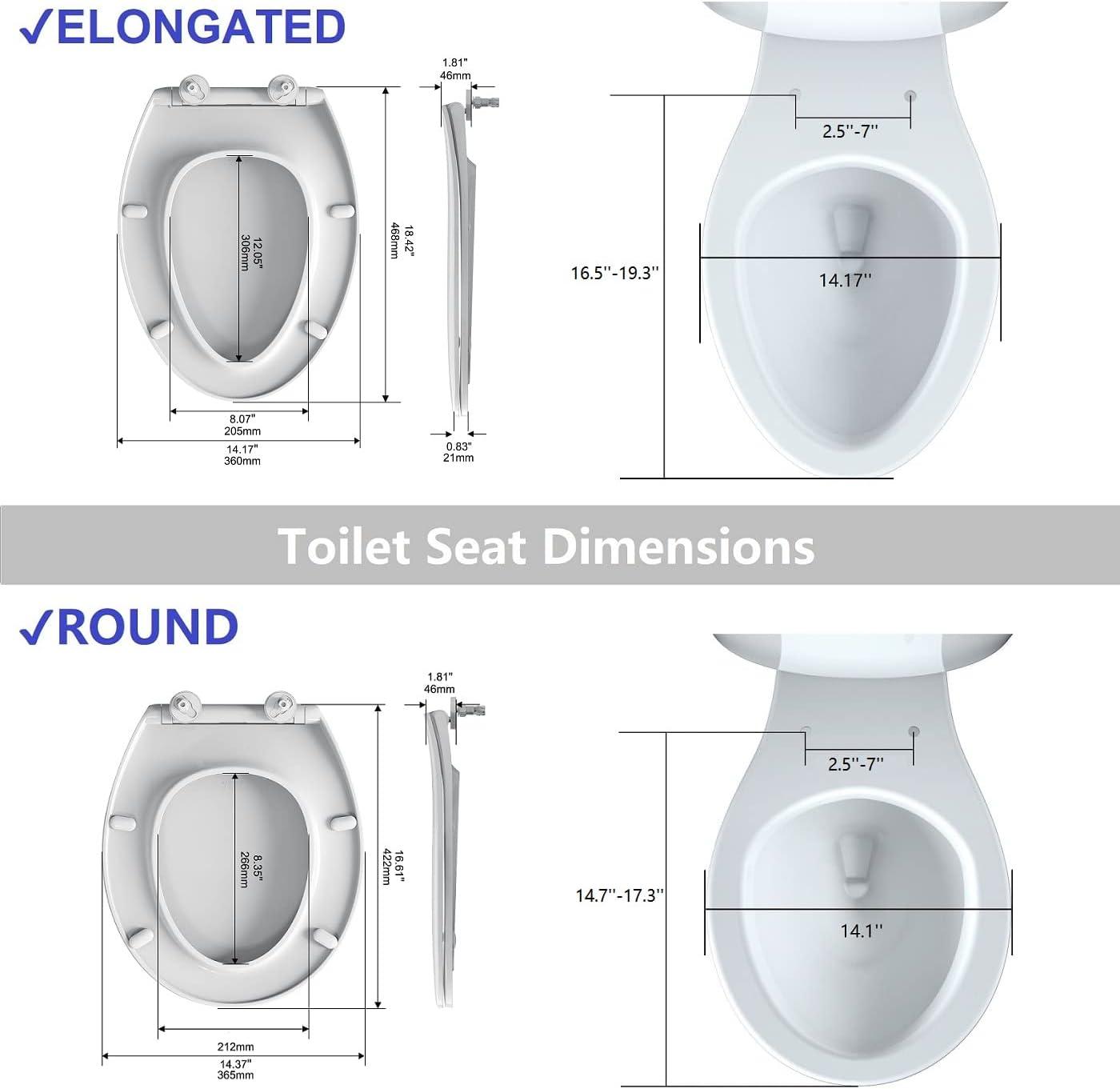 White Oval Slow-Close Toilet Seat with Night Light