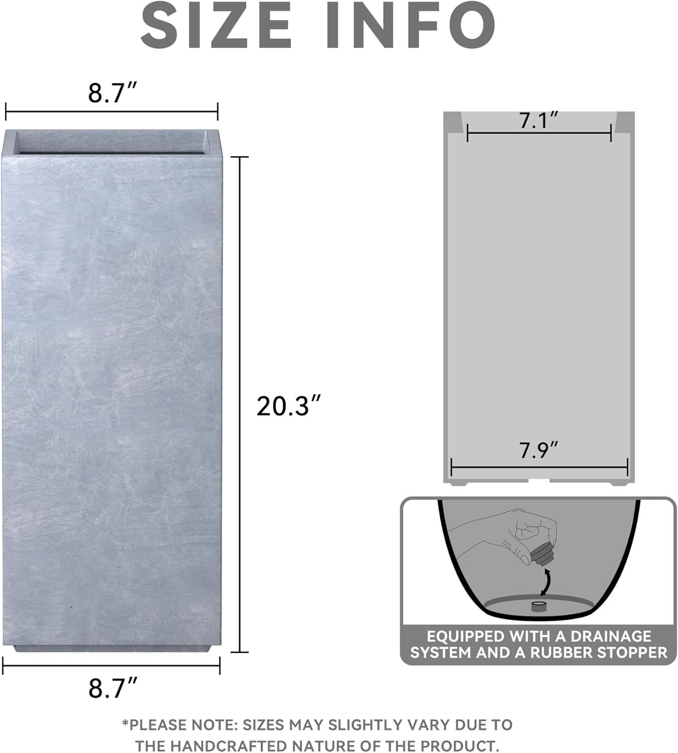 Rosemead Home & Garden, Inc. 9" Wide Rectangular Kante Lightweight Modern Tall Outdoor Decorative Planter Slate Gray