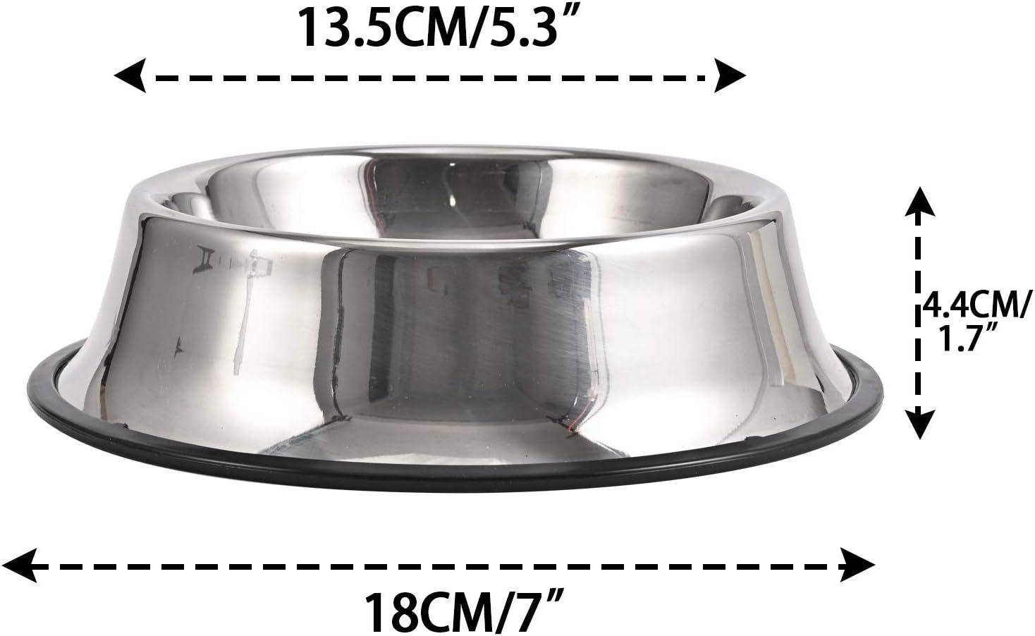 2 pack stainless steel dog bowl with non slip rubber base for small/medium/large pets, perfect dishes, pet feeder bowl and water bowl, suitable for puppies, kittens, and kittens (8 oz)